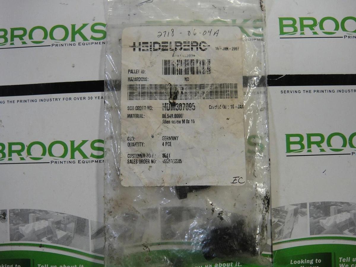 Heidelberg Allen Screw M 8 x 16, Part #00.540.0066