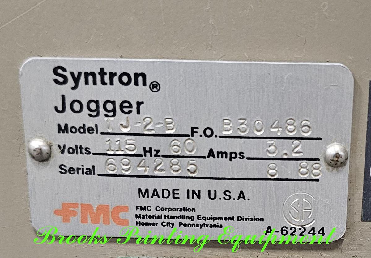 Used Syntron 28 x 20 Jogger, Video