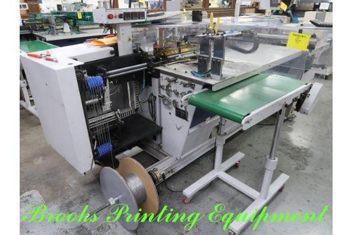 Used Shin Heung Machinery Model SHPF-400P Automatic Plastic Coil Punch and Bind Machine with Take off Delivery Conveyor