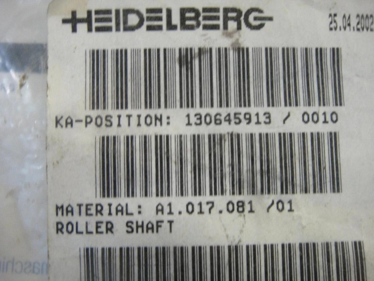 Heidelberg Roller Shaft, Part #A1.017.081/01