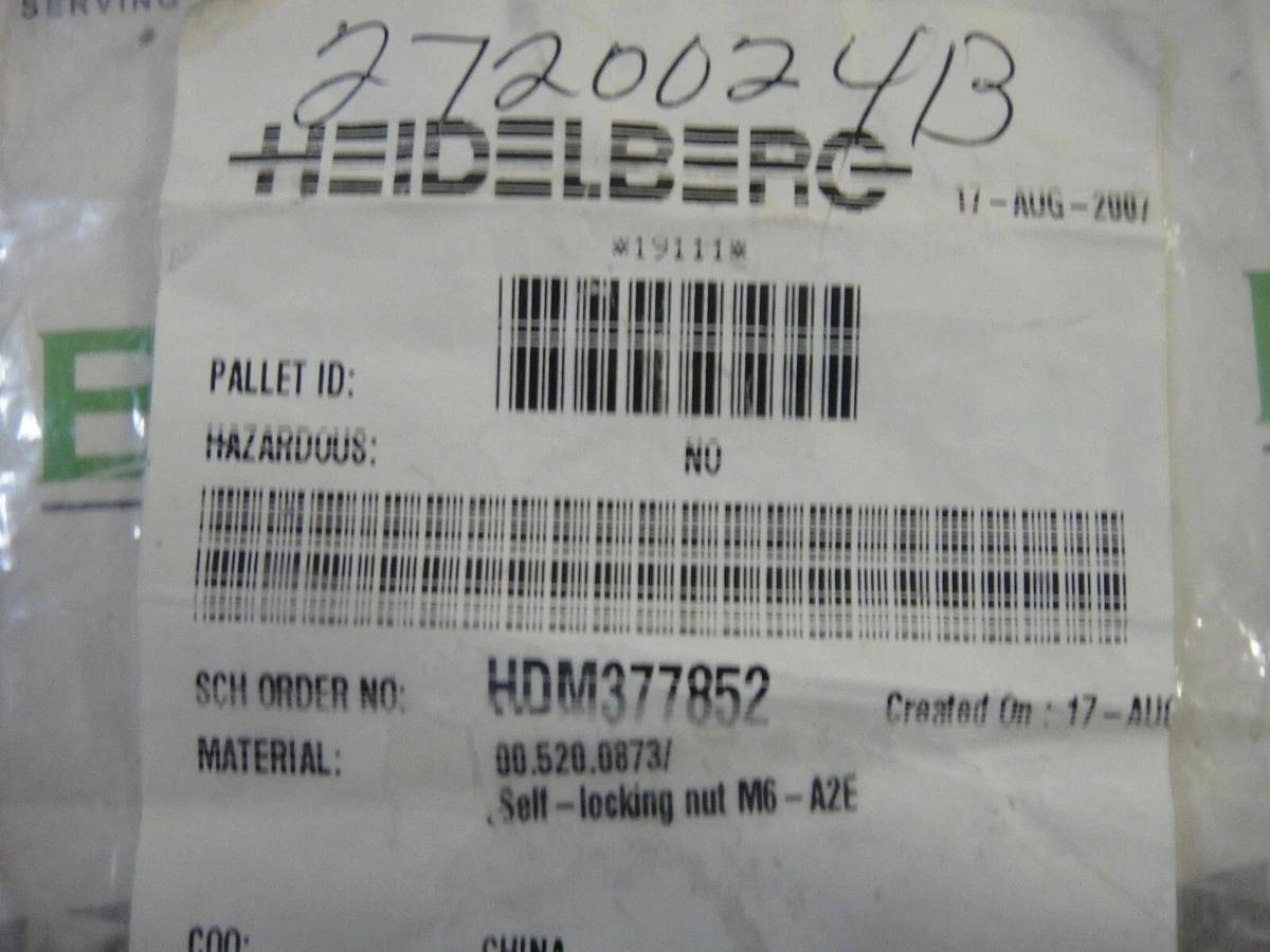 Heidelberg Self Locking Nut, Part #00.520.0873
