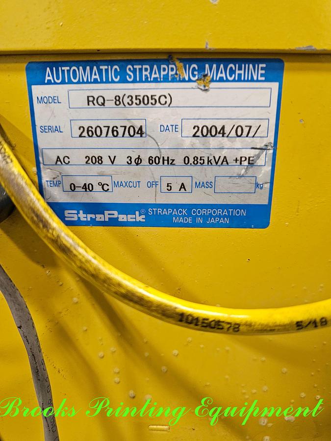 Used StraPack RQ-8 (3505C) Strapping Machine, 2004