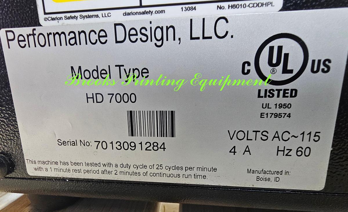 Used Performance Design HD7000 Heavy Duty Electric Punch