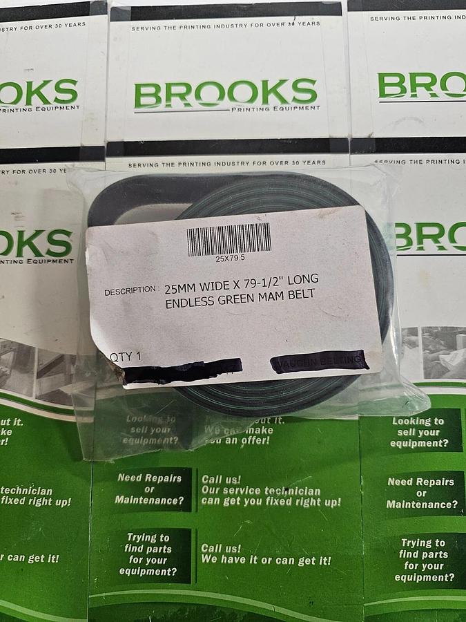 Used Endless Green MAM Belt 25mm W x 79 1/2" L