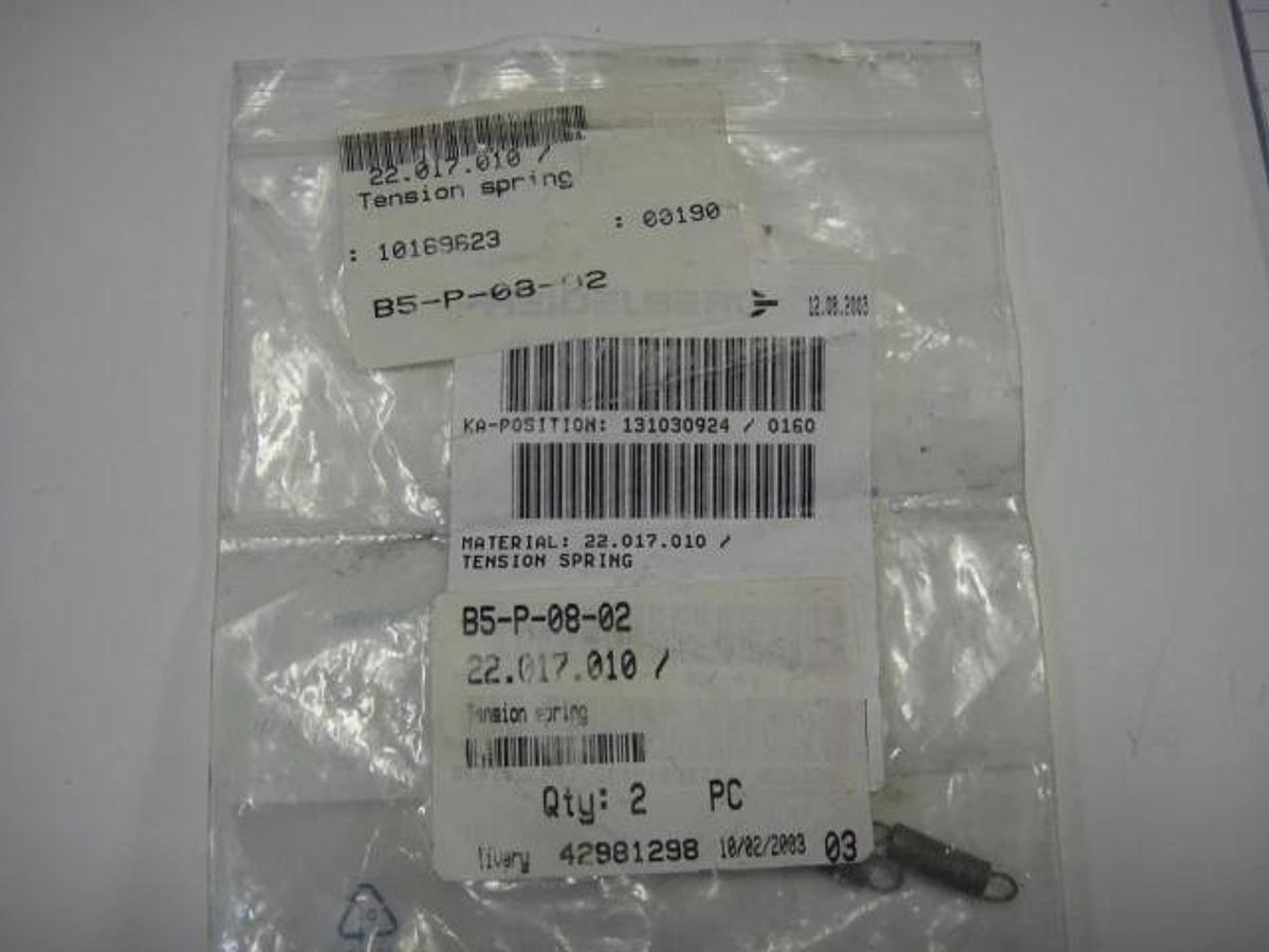 Used Heidelberg Tension Spring, Part #22.017.010