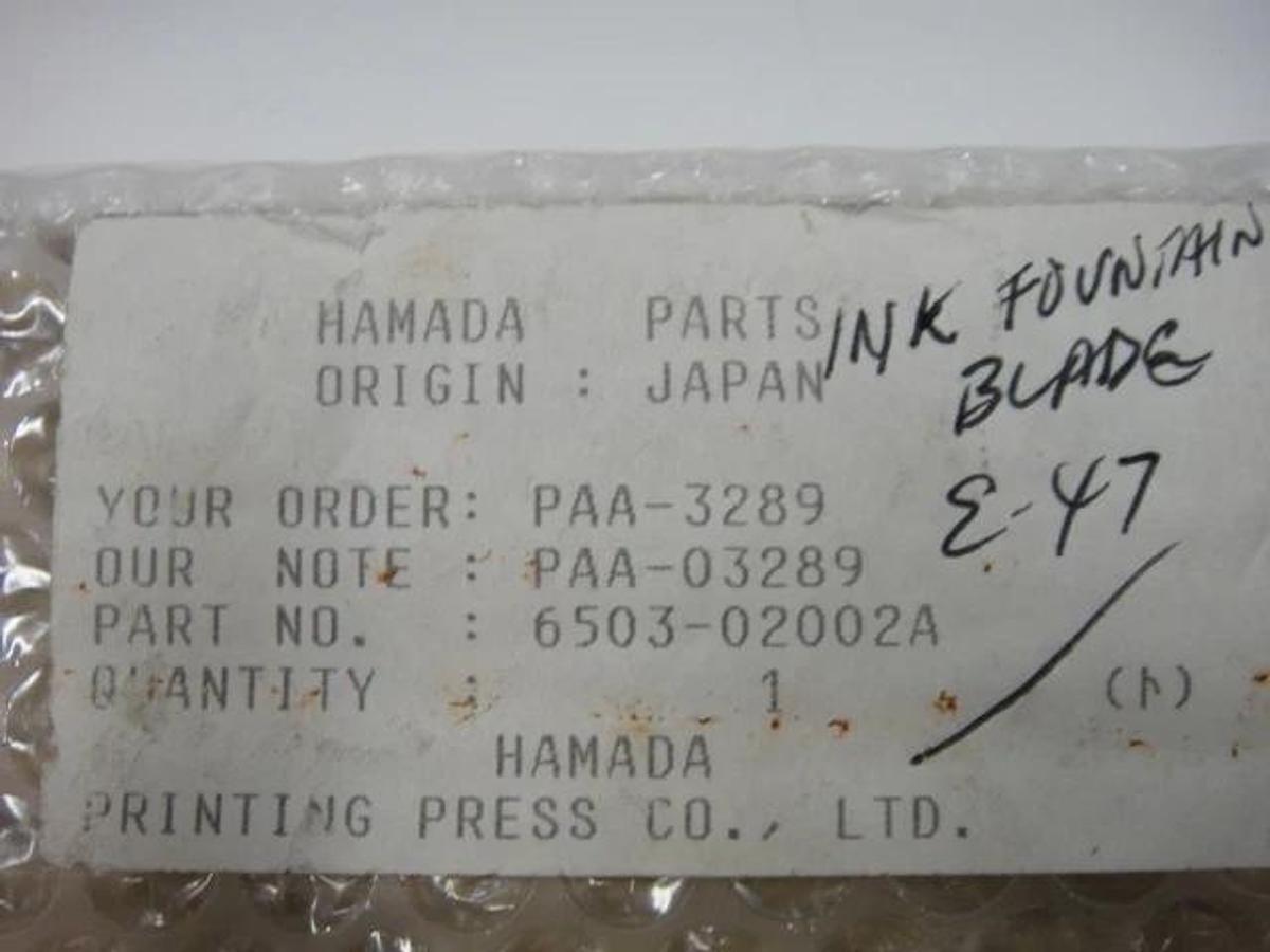 Used Hamada E47 Ink Fountain Blade, Part #6503-02002A