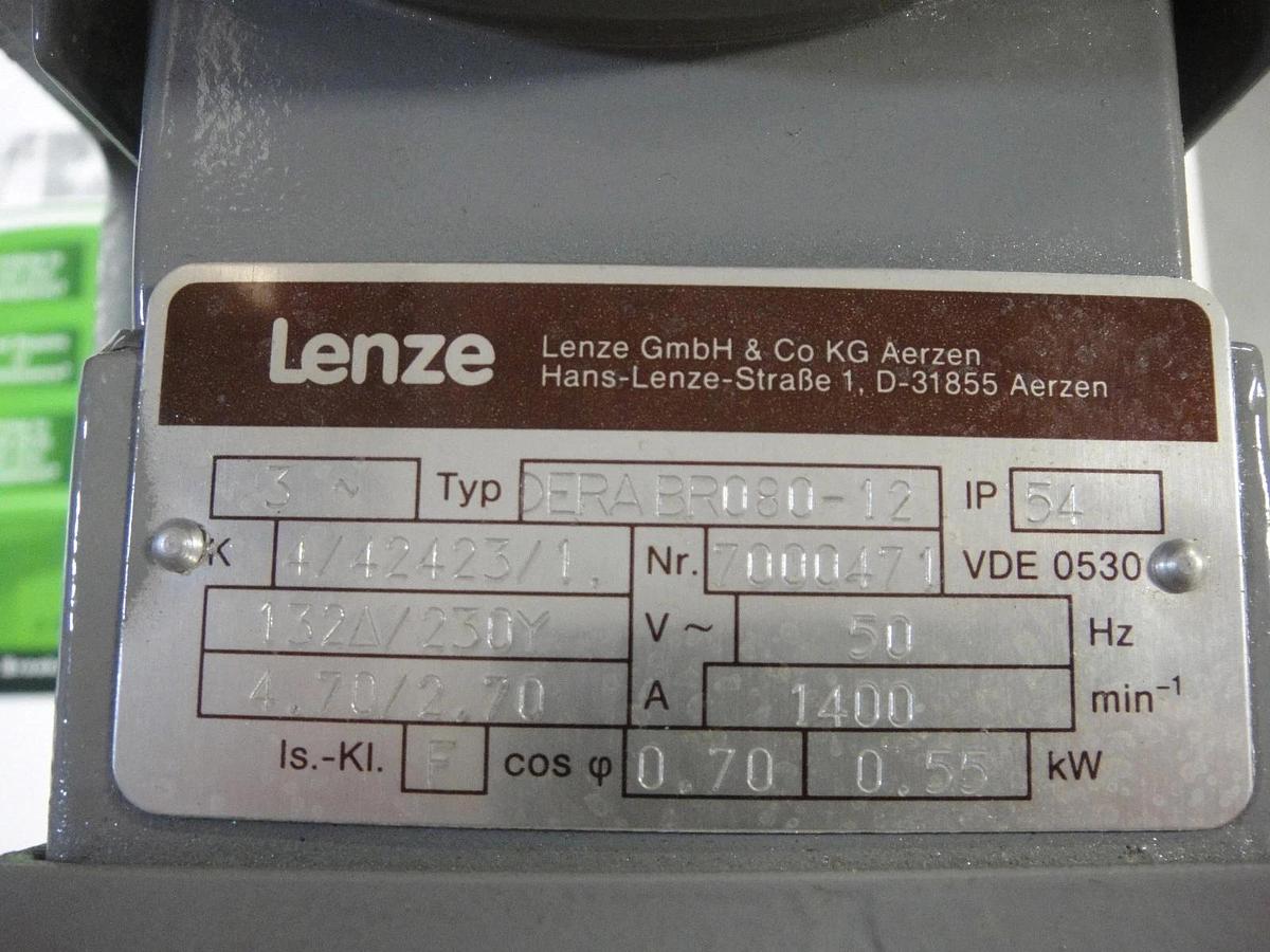 Used Lenze Motor, Type:DERABRO80-12