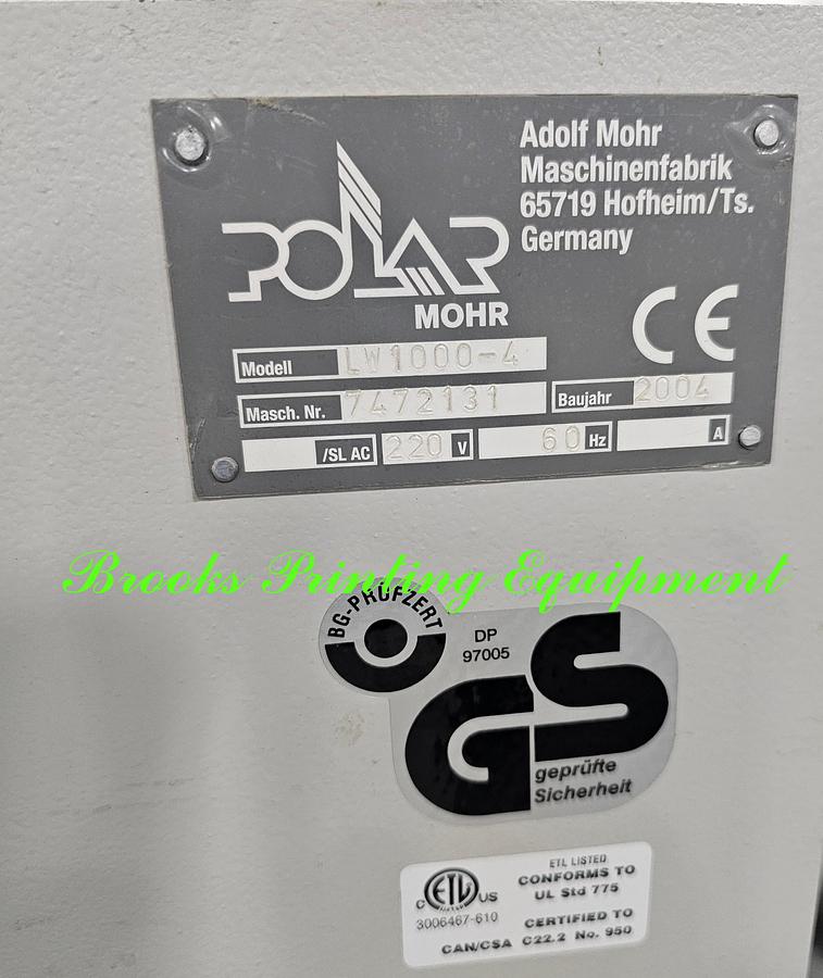 Used Polar LW 1000-4 Lift, 2004