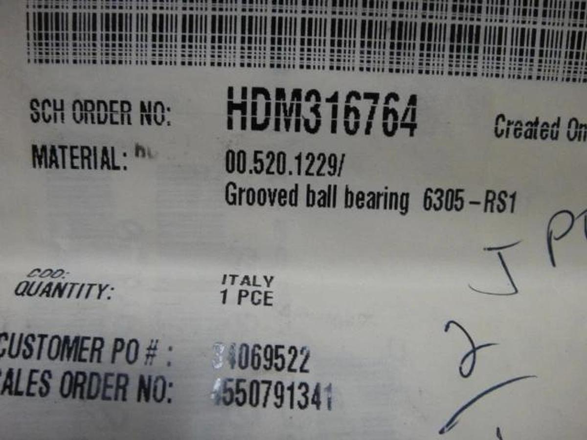 Used Heidelberg Grooved Ball Bearing, Part #00.520.1229