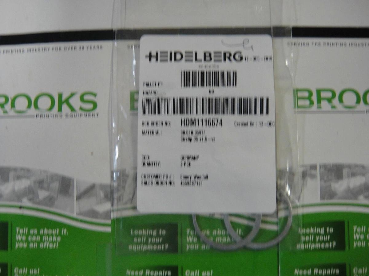 Used Heidelberg Printmaster 46 Circlip, Part #005100597
