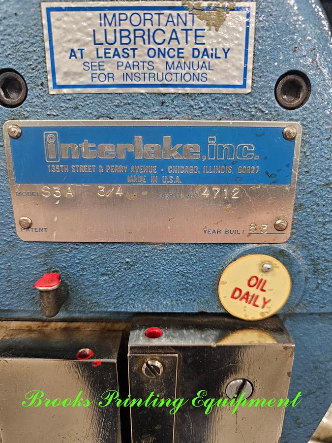 Used Interlake S3A 3/4 Stitcher, 1983