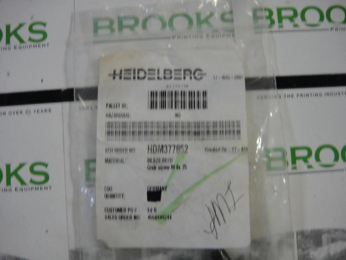 Heidelberg Grub Screw M 8 x 25, Part #00.520.0019