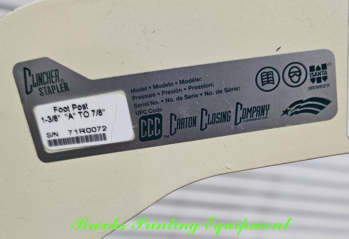 Used Carton Closing Company Clincher Stapler 1-3/8" "A" to 7/8"