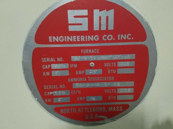 Used SM Heat Treating Soldering Annealing Conveyor Oven Furnace + Ammonia Dissociator 1800F max temp