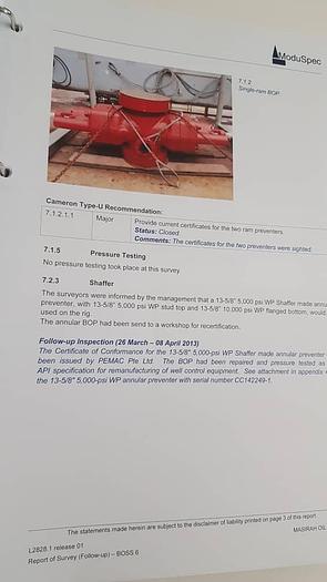 Used Cameron Blowout Preventer (H2S rated) 13-5/8 Full set