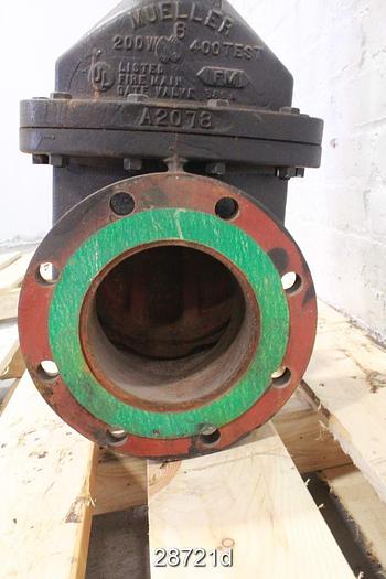 Used Mueller 6" Outside Stem And Yoke Hand Operated Knife Gate Valve #28721