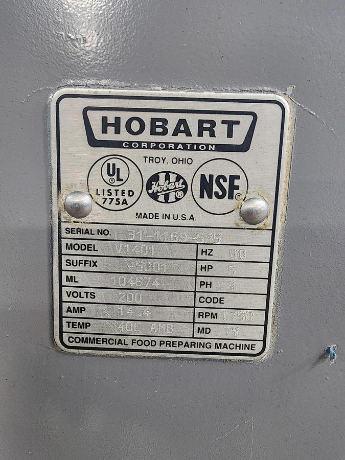 Used HOBART 140 QUART MIXER Model V1401
