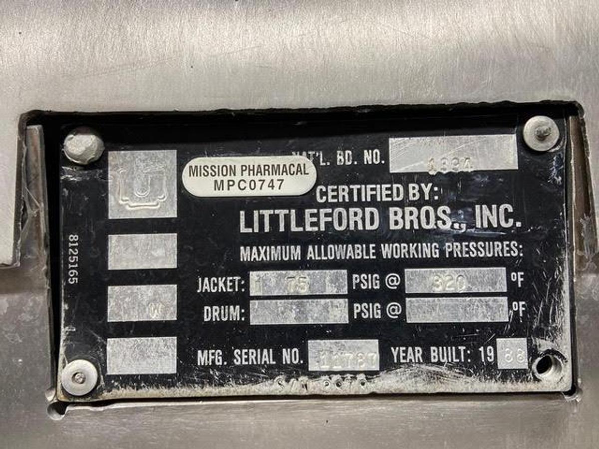 Used 3000 Liter Littleford Plow mixer