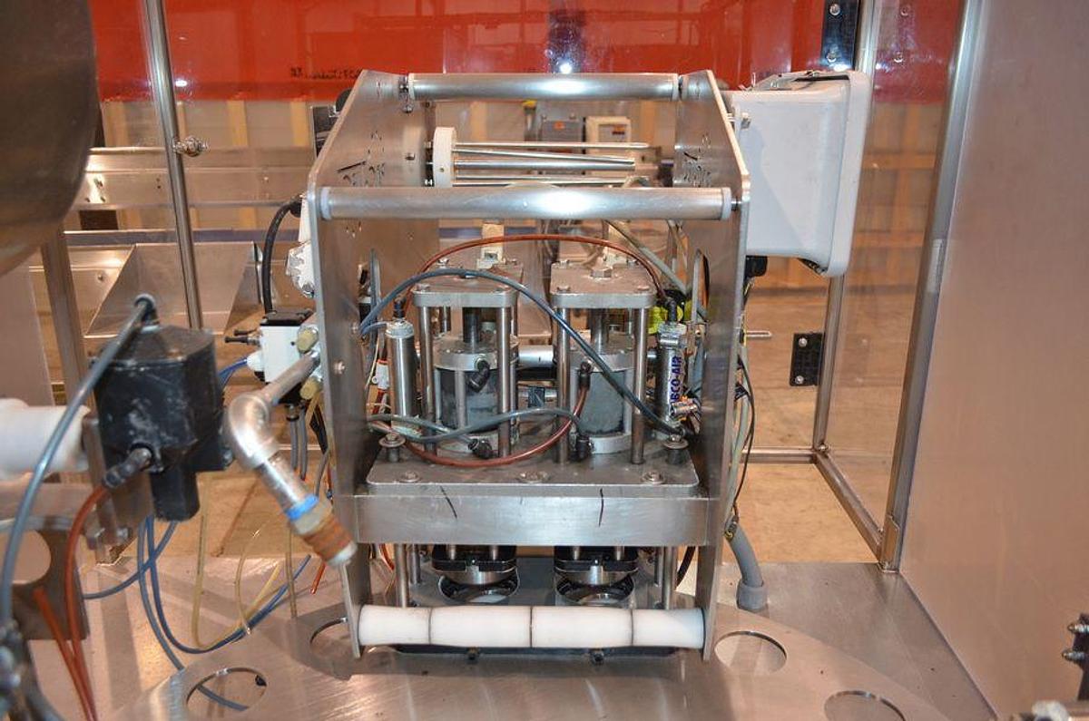 Used PacTec Model PTR6X2S Double Head Rotary Cup Filler with Sealer