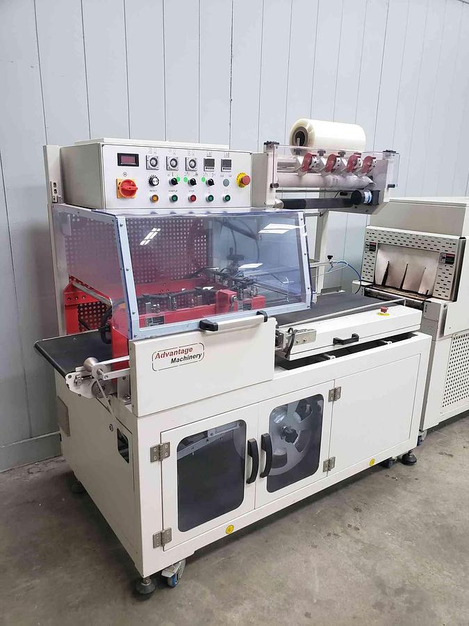 Used Used ADVANTAGE MODEL L728 L BAR SEALER 201 Shrink Tunnel