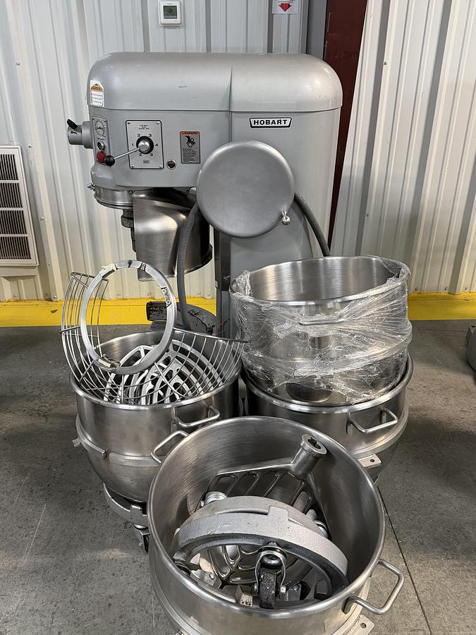 Used Hobart 80 qt mixer w / bowls & misc attachments