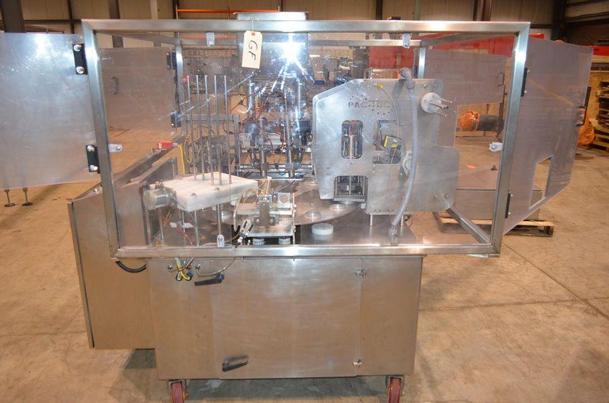Used PacTec Double Head Rotary Cup Filler with Sealer