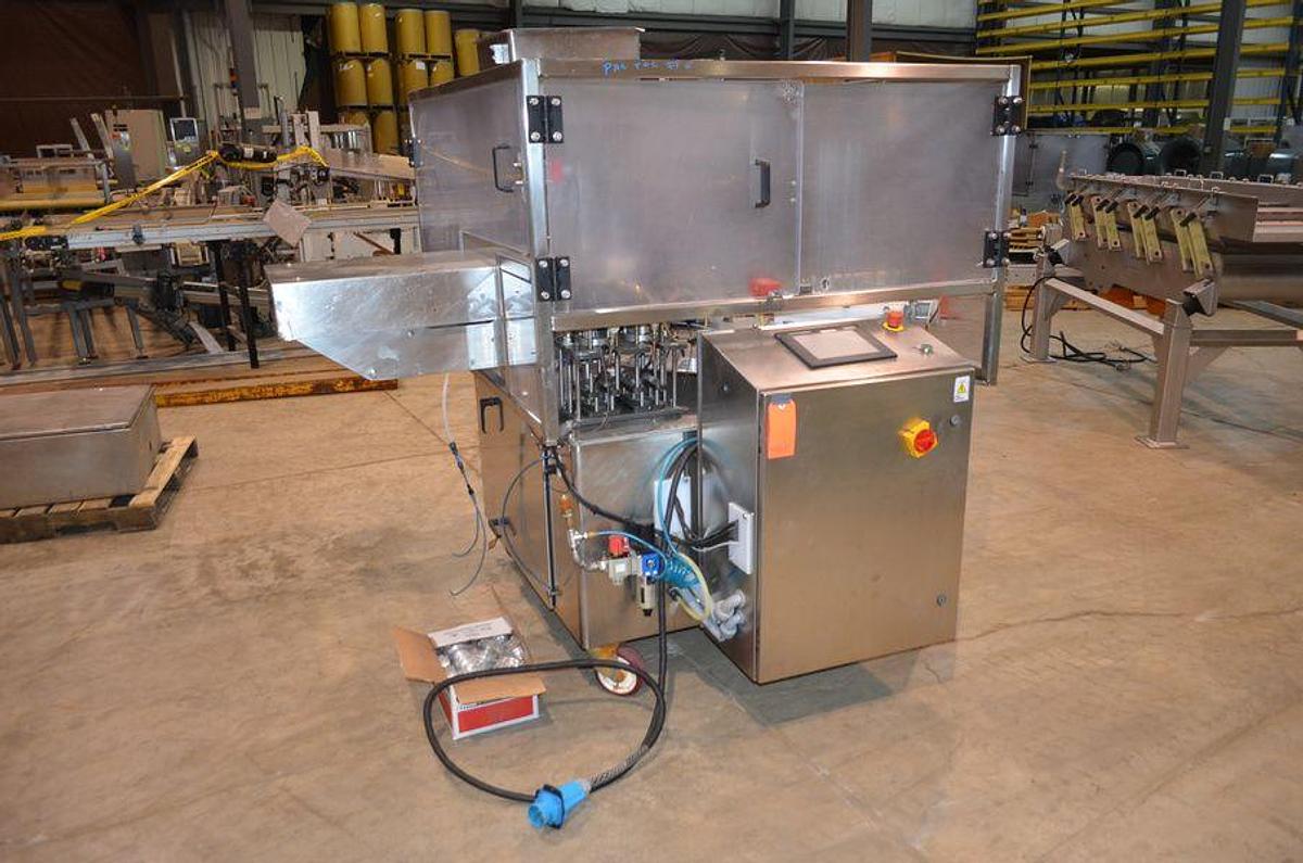 Used PacTec Double Head Rotary Cup Filler with Sealer