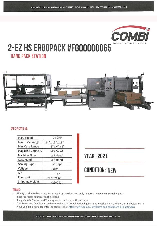 Used COMBI EZ HIGH SPEED ERGOPACK SYSTEM
