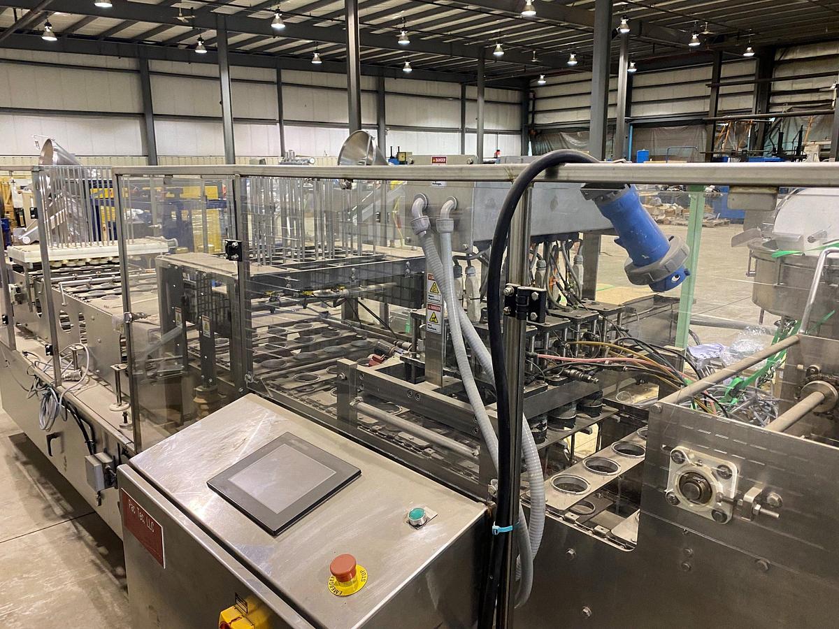 Used PacTec Model PT4X2S (4) Lane S/S Cup Filler and Sealer
