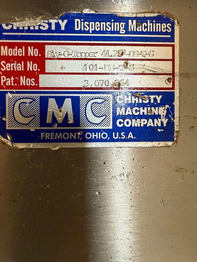 Used Christy Dispensing Topper Model Siv-O-Topper