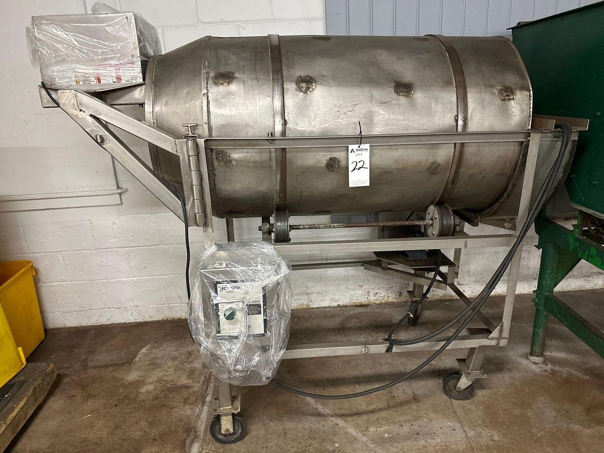 Used TECWEIGH SS VOLUMETRIC FEEDER & SEASONING TUMBLER
