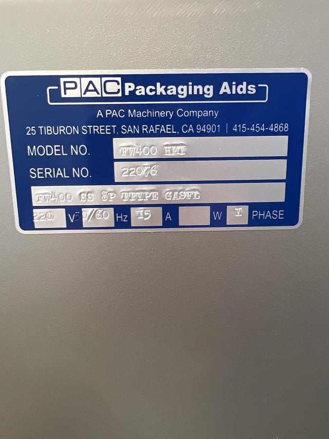 Used PAC Packaging Aids Flow wrapper model FW400HMI