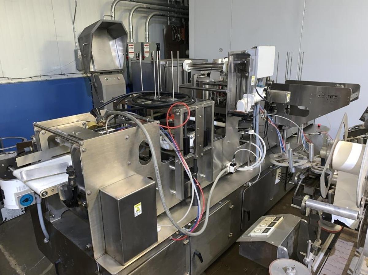 Used PacTec Model PT2S Inline S/S Dual Lane Cup Filler and Sealer