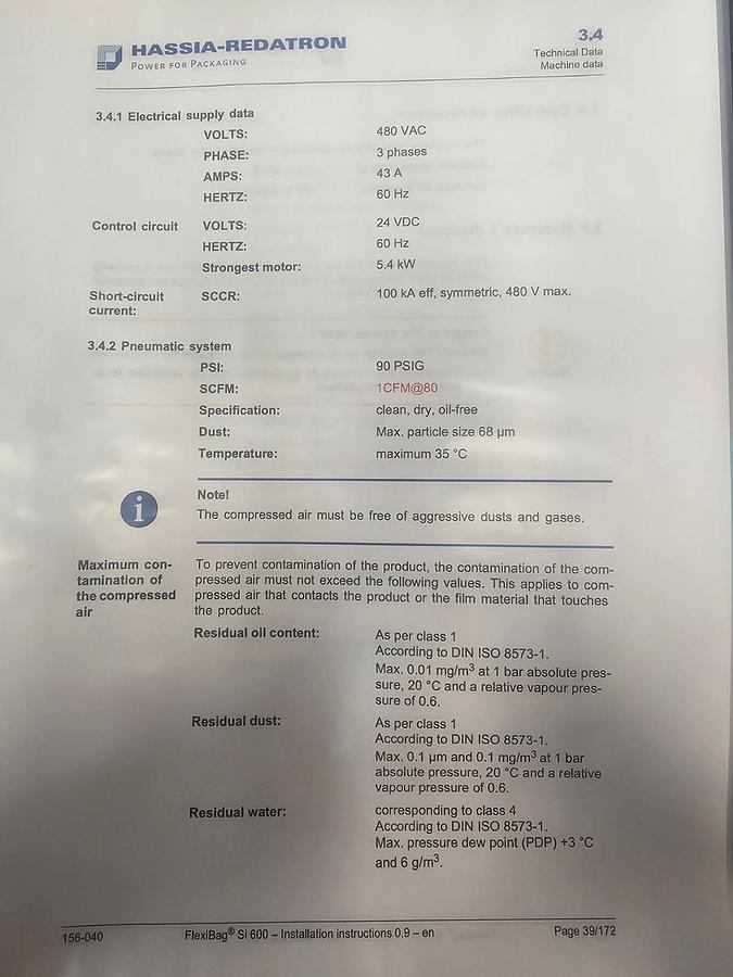 Used Hassia-Redatron FlexiBag SI 600