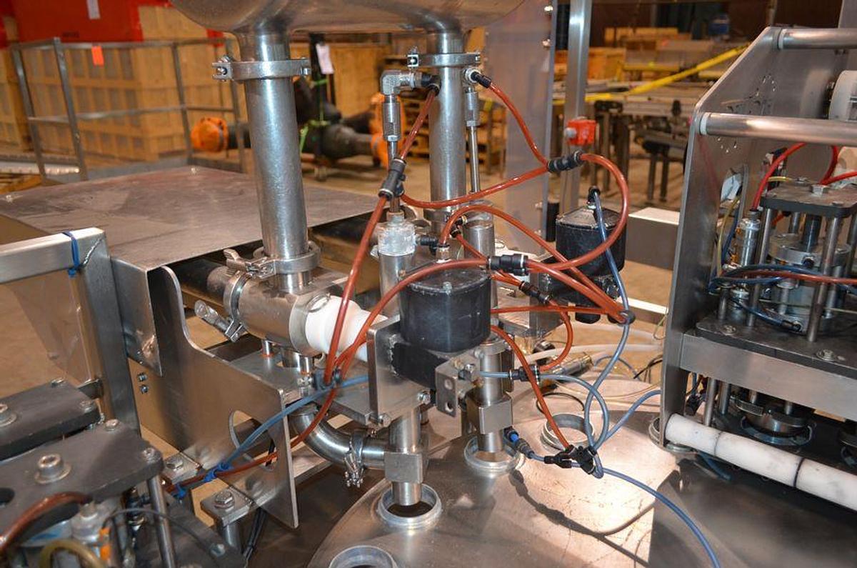 Used PacTec Double Head Rotary Cup Filler with Sealer