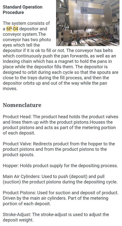 HINDSBOCK 6P-04 DEPOSITOR