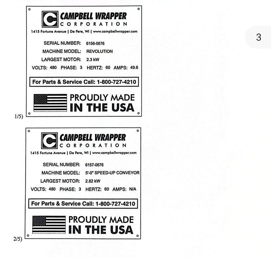 Used Campbell Revolution  Flow Wrapper with Automation
