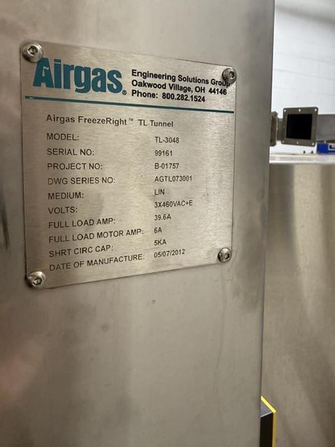 Used Airgas freezer tunnel TL-3048