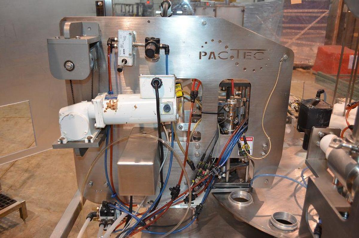 Used PacTec Double Head Rotary Cup Filler with Sealer