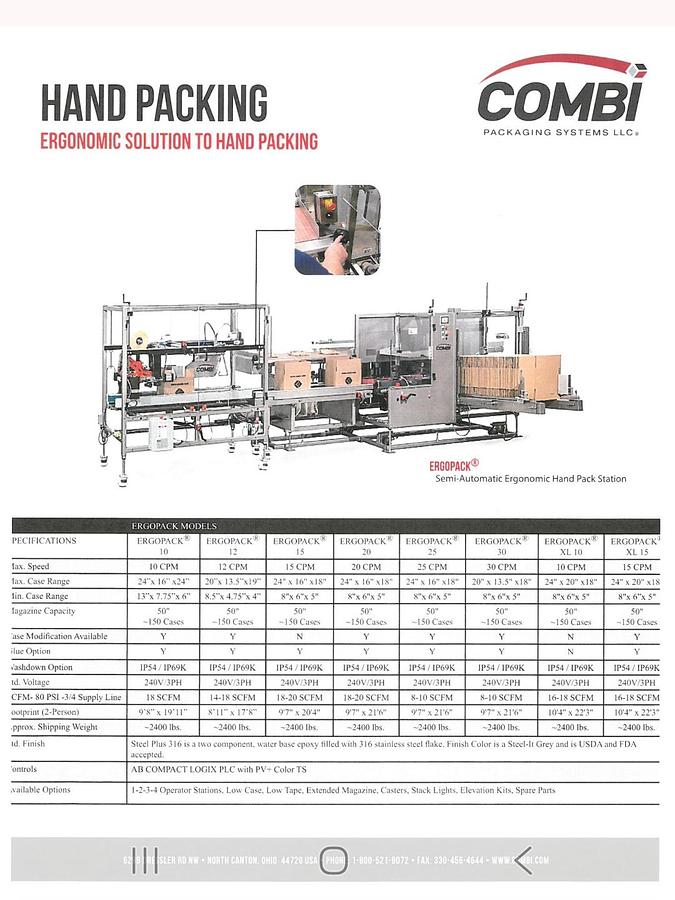 Used COMBI EZ HIGH SPEED ERGOPACK SYSTEM