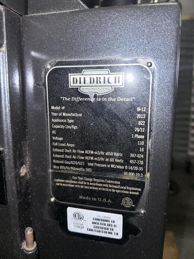 Used DIEDRICH COFFEE ROASTER