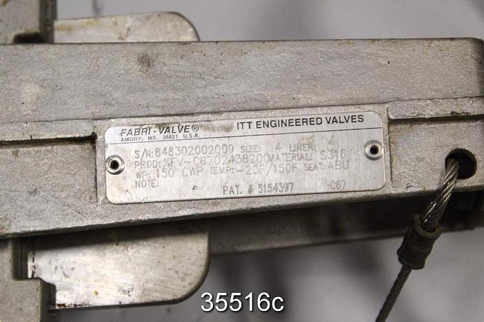 Used Fabri FV-C6702438300 4" Hand Operated Knife Gate Valve #35516