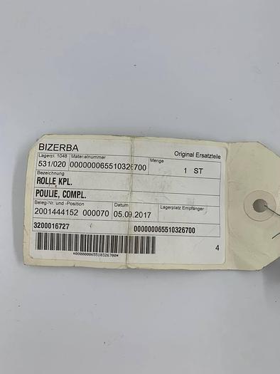 Bizerba Spare Parts Rolle kpl. Part No. 65510326700