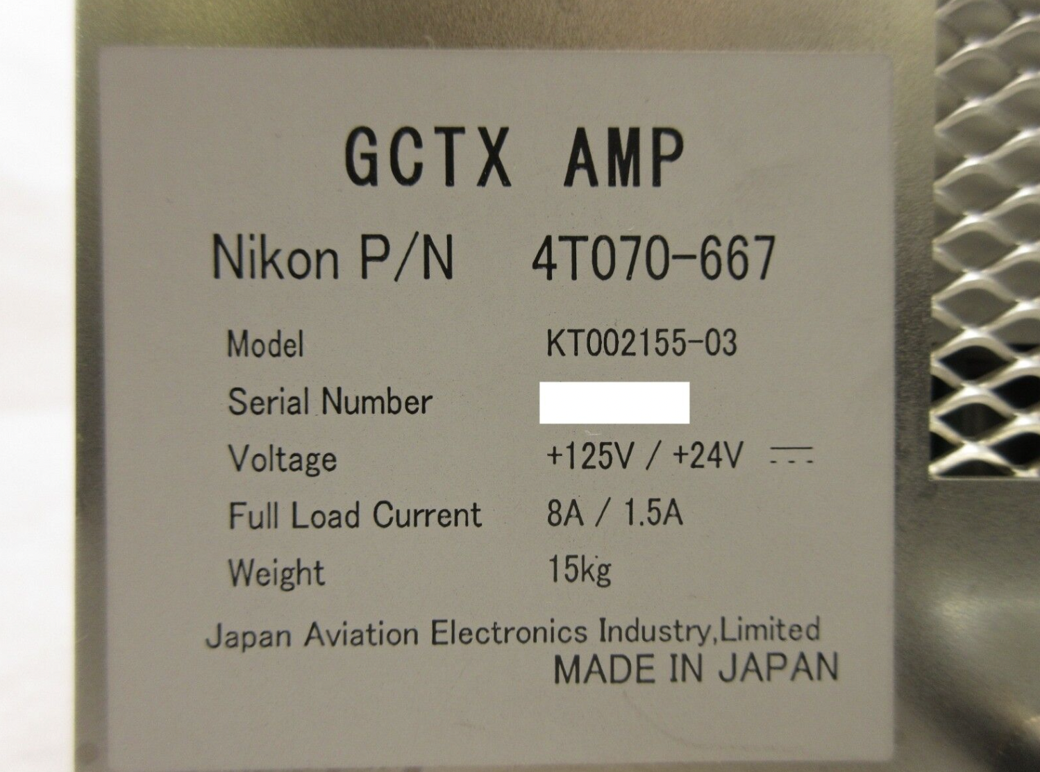 Used Nikon 4T070-667 GCTX Amplifier KT002155-03 NSR-S620D ArF Immersion Scanner Used