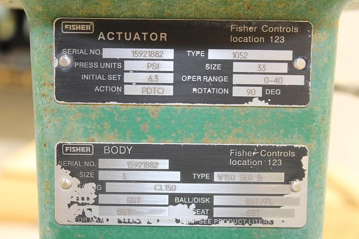 Used Fisher 3" V150 Series B Vee Ball Valve #43955