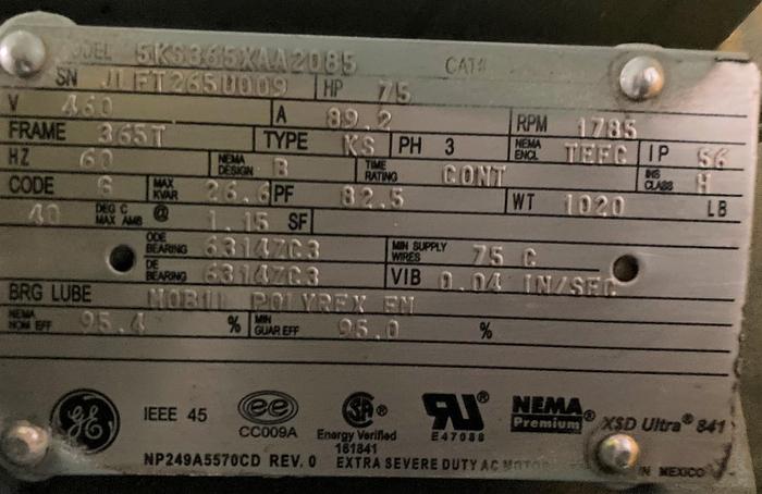 Used Used PdBlower Pressure Package consisting of acoustic housing with (1) Roots 624 RAM TR positive displacement blower