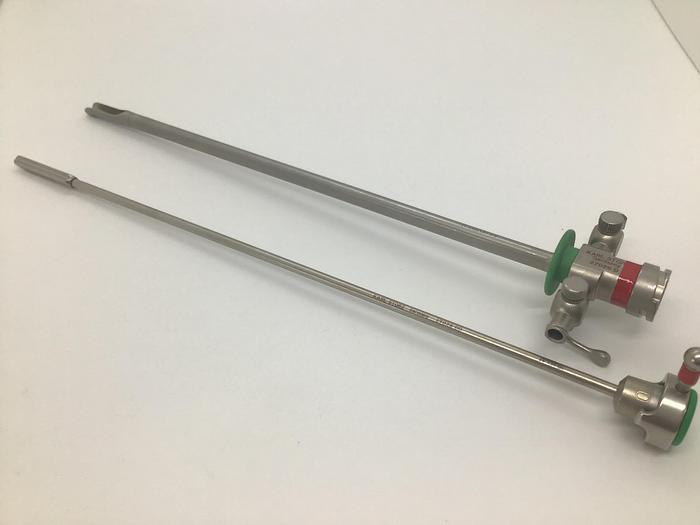 Used STORZ Sheath 19G and Obturator For 4mm Cystoscope-Urethroscope with 2 Luer Lock Cones 220mm