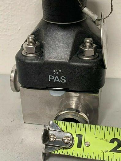 Used ITT Pure-Flo .75-316L-RA20MAX 3-Way Stainless Steel Diaphragm Valve w/ 3/4" Fits