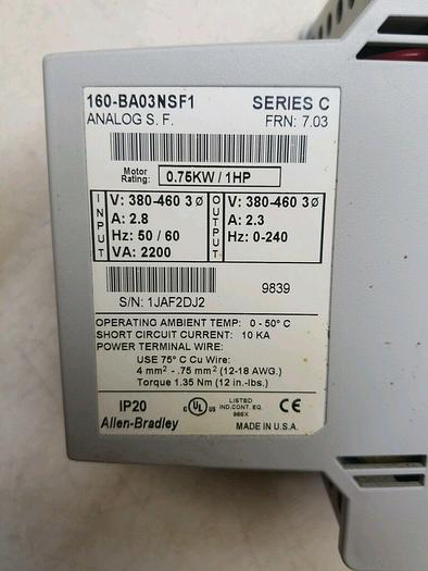 Used Allen Bradley 160-BA03NSF1 Ser C