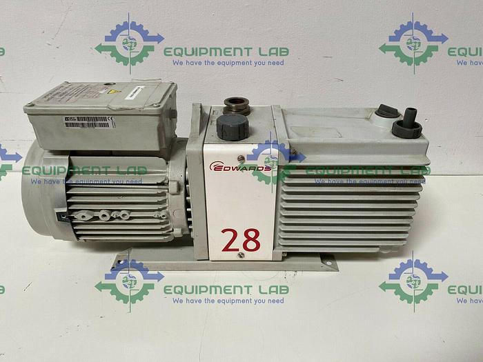 Used Edwards E2M28 Rotary Vacuum Pump 21 CFM w/ 1.2 HP Motor 240V